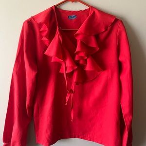Vintage Red ruffled Blouse